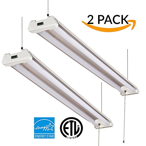 SUNCO 2 PACK – ENERGY STAR, ETL – 4ft 40W LED Utility Shop Light, 4000lm 120W Equivalent, Double Integrated LED Fixture, 5000K Daylight Ceiling Light, Garage/Basement/Workshop, Linkable, Frosted