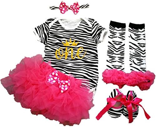 ESIINOY Baby Girl 1st Birthday Tutu Outfit Newborn Princess Party Dress 5PCs XL