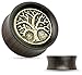 Pierced Owl Tree of Life Organic Ebony Wood Saddle Plug Gauges, Sold As Pair (12mm (1/2