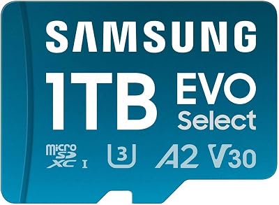 Samsung EVO Select 2024 1TB microSD Card with Adapter UHS-I U3 160 MB/s