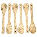 Bamboo Cooking Spoons - Unique Flower Pattern - Wooden Kitchen Gadgets | 6 Piece Set | Great For Stylish Serving Utensils | Great Gift For Kitchen Lovers & Foodies