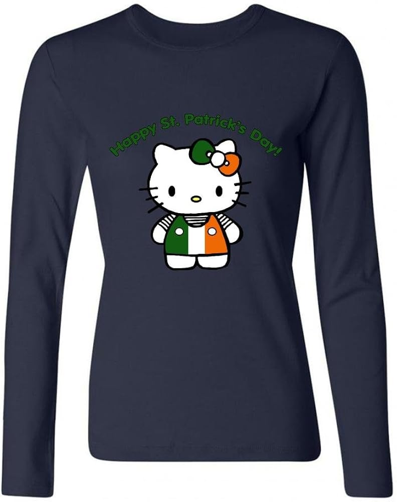 Jinnsa Women's Hello Kitty Happy St.Patrick's Day Long Sleeve T-Shirt