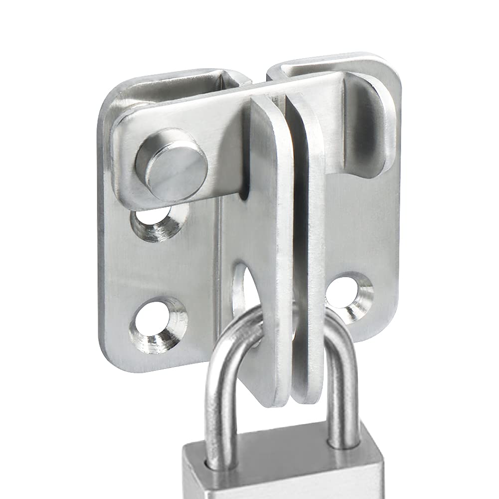 Sayayo Shed Lock Gate Lock Door Bolt Lock Gate Latch Tiny Padlock Hasp for Wooden Gates Garden Shed Cupboard Pet Cage, Stainless Steel Brushed Finished