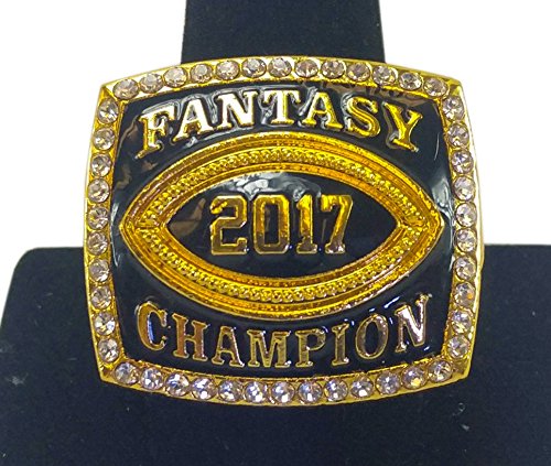 Decade Awards 2017 Fantasy Football Champion Ring with Rhinestone Border | Heavy FFL League Champ Ri - //coolthings.us