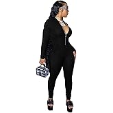 Mrskoala Women's Sexy V Neck Comfy Party Jumpsuit Long Sleeve Bodycon One Piece Long Pant Jumpsuit Romper Clubwear