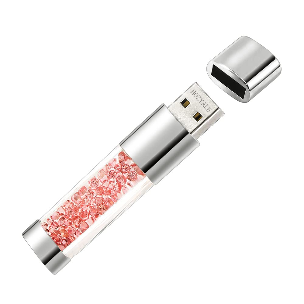 HOZYALE USB Stick Cute Crystal USB 2.0 Flash Drive 16GB Data Storage Memory Stick Memory Stick Pink