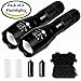 Pack of 2 GenMax Super Bright High Lumens T6 LED Flashlight, 5 Light Modes Max Med Low Strobe SOS, Adjustable & Zoomable, Outdoor Water-Resistant Torch, For Camping Boating Fishing Hunting
