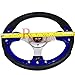 Rxmotor 320MM 6 Bolts JDM Horn Button Steering Wheel Universal Fit Not Include Hub Adapter (BLUE)