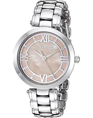 Women's AK/2819PMSV Swarovski Crystal Accented Silver-Tone Bracelet Watch