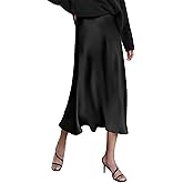 Zeagoo Skirts for Women High Waist Skirt Elegant Midi Skirt Satin
