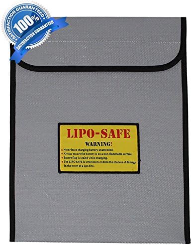 BOULONG Fireproof Document Bag (15 x 11in), Portable Waterproof Money Bag Lipo Battery Safe Storage Bag for DJR