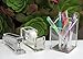 OfficeGoods Acrylic Pen & Pencil Holder - Modern Trapezoid Design - Beautiful Desk Organizer for Home or Office - Contrasting Metal Base - 3