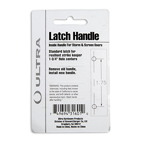 Ultra Hardware 31601 Storm and Screen Door Latch Handle - Resilient Keeper - Black Finish - Thumbnail 2