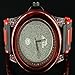 Techno Pave Silicon Band Icy Black Gold Finish Red Dial Lab Diamond Mens Watch