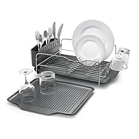 Polder KTH-615 Dish Rack & Tray 4 PC Combo- Advantage System Includes Rack, Drain Tray, Removable Drying Tray & Cutlery Holder - Stainless Steel & Plastic