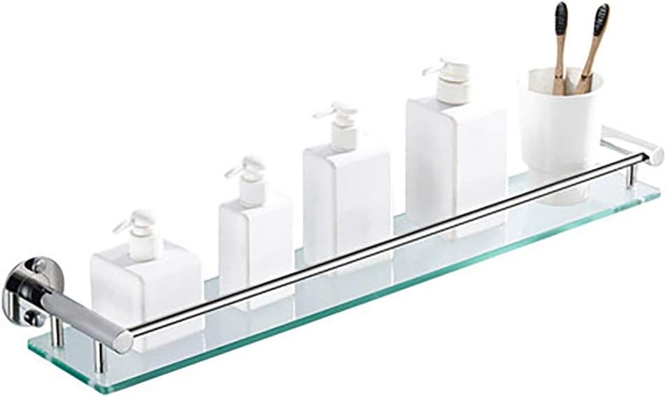 SOYYD Tempered Glass Shelf Bathroom Shelf with Rail Wall Mounted
