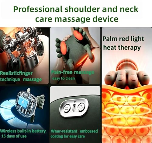 Neck Massager with Heat, Bionic Shiatsu Neck and Back Shoulder Massager Electric Deep Tissue 8D Kneading Massage, Portable Massage for Neck Shoulder Back,Wireless Pain Relief Massager for Muscle Relax