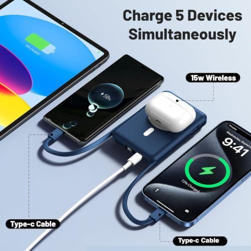 Power Bank, für Magsafe Powerbank iPhone 10000mAh mit Ständer, Blau — Foto 4 von 6