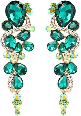 BriLoveWomen's Bohemian Boho Crystal Wedding Bridal Multiple Teardrop Chandelier Long Dangle Earrings