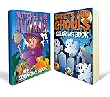 Halloween Coloring Books Bundle - Two Great Halloween Coloring Books for Kids - Includes a Witches and Wizards Coloring Book and a Ghosts and Ghouls Coloring Book That's Great for Kids and Packed with 80+ Awesome Images - Ideal for Boys and Girls and Mom Approved with 90 Day Money-back Guarantee