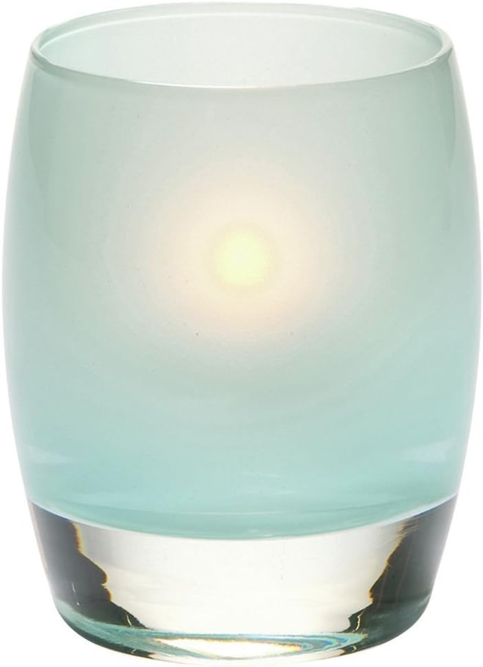 Hollowick Contour Satin Seafoam Glass Votive Candle Holder - 3"Dia x 3 3/4"H