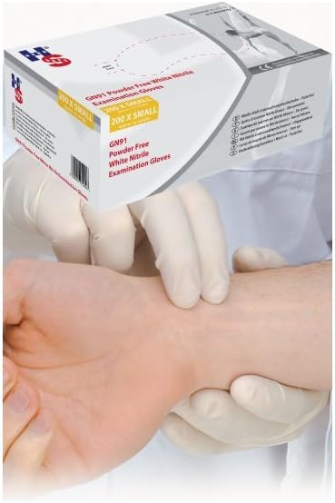 Handsafe HEA01294 HPC Healthline Powder-Free Textured Examination Gloves, Nitrile, Small, White (Pack of 2000)
