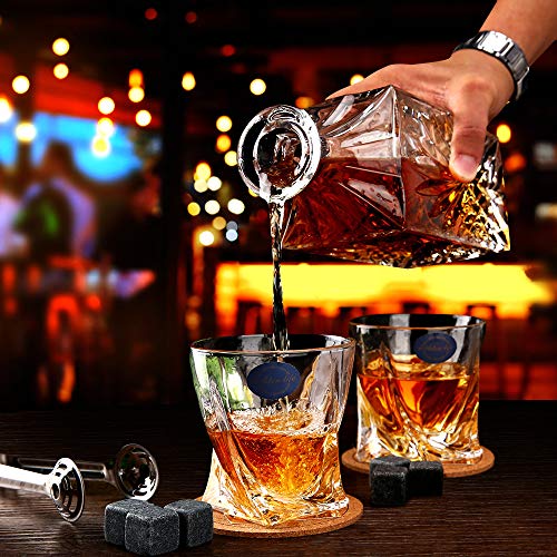 Lighten Life Whiskey Decanter-Sophisticated 25oz/750ml Diamond Decanter with Ornate Stopper-For Whiskey/Bourbon/Scotch/Vodka/Wine & Liquor