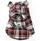 Comemall Blue,red Pet Dog Cat Puppy Clothes Plaid Shirt Coat Sweatshirt Costume S,m,l,xl (Red, XL)