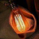 EYLM Vintage Edison E27 Filament Bulb 40W ST64 2300K 6 Pack Warm Amber view 4