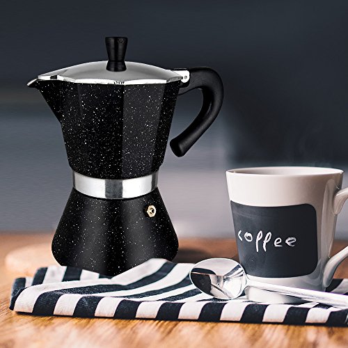 TopHomer Espresso Coffee Maker Moka Pot Stovetop 6 Cup Machine With Large Handle To Prevent Burns Induction Coffee Cooker for Home and Office Use