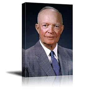 Portrait of Dwight D. Eisenhower (34th President of The United States) - American Presidents Series - Canvas Wall Art Gallery Wrap Ready to Hang - 12x18 inches