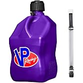VP Racing 3612-CA, 5.5-Gallon Square Motorsport Jug Translucent Purple w/ 14" Deluxe Hose Close-Trimmed Cap and Neck for Tight Seal (1 Pack)