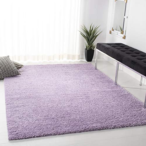 SAFAVIEH Shaggy tapijt voor woonkamer, eetkamer, slaapkamer - August Shag collectie, laagpolig, lila, 91 x 152 cm