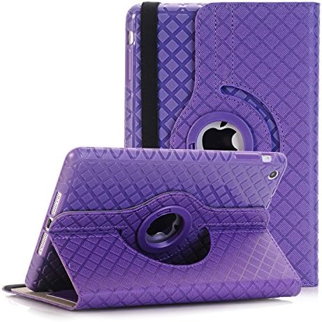 QBeau Apple Ipad Mini 1 2 3 Case Cover 360 Degree Rotating Stand PU Leather Protective Flip Folio Detachable Soft Silicone Rubber Cover for Apple Ipad Mini 1/2/3 with Card Slot,Purple