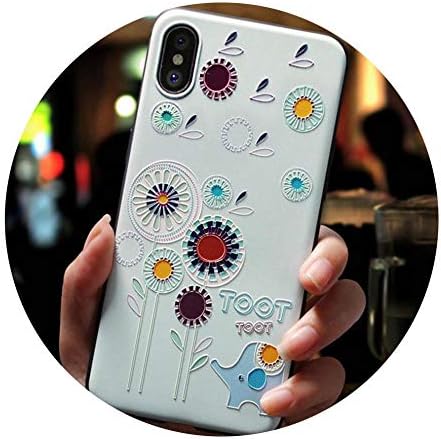 Clauheq Cute 3D Emboss Cartoon Patterned Phone Case for iPhone X 8 7 6 6S Plus Cases Soft Silicone Cover for iPhone 5 5s SE Coque Mint Elephant for iPhone XR