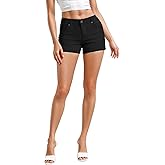 Hybrid & Company Womens Mid Rise Denim Stretchy Jean Shorts with Pockets