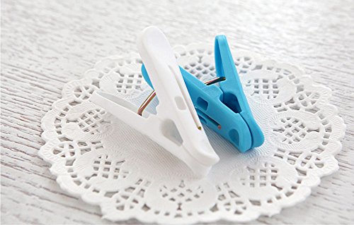 Tenby Living Spring Clothespins (Pack Of 56) - Plastic Soft Grip, Anti-Slip Clothes Pins With Sturdy Steel Springs - 28 Blue & 28 White Attractive Clothing Line Clips - Top Air-Drying Clothing Pin Set - Thumbnail 4