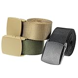 Ayliss Men Women Military Webbing Nylon Belt Hypoallergenic Plastic Automatic Buckle