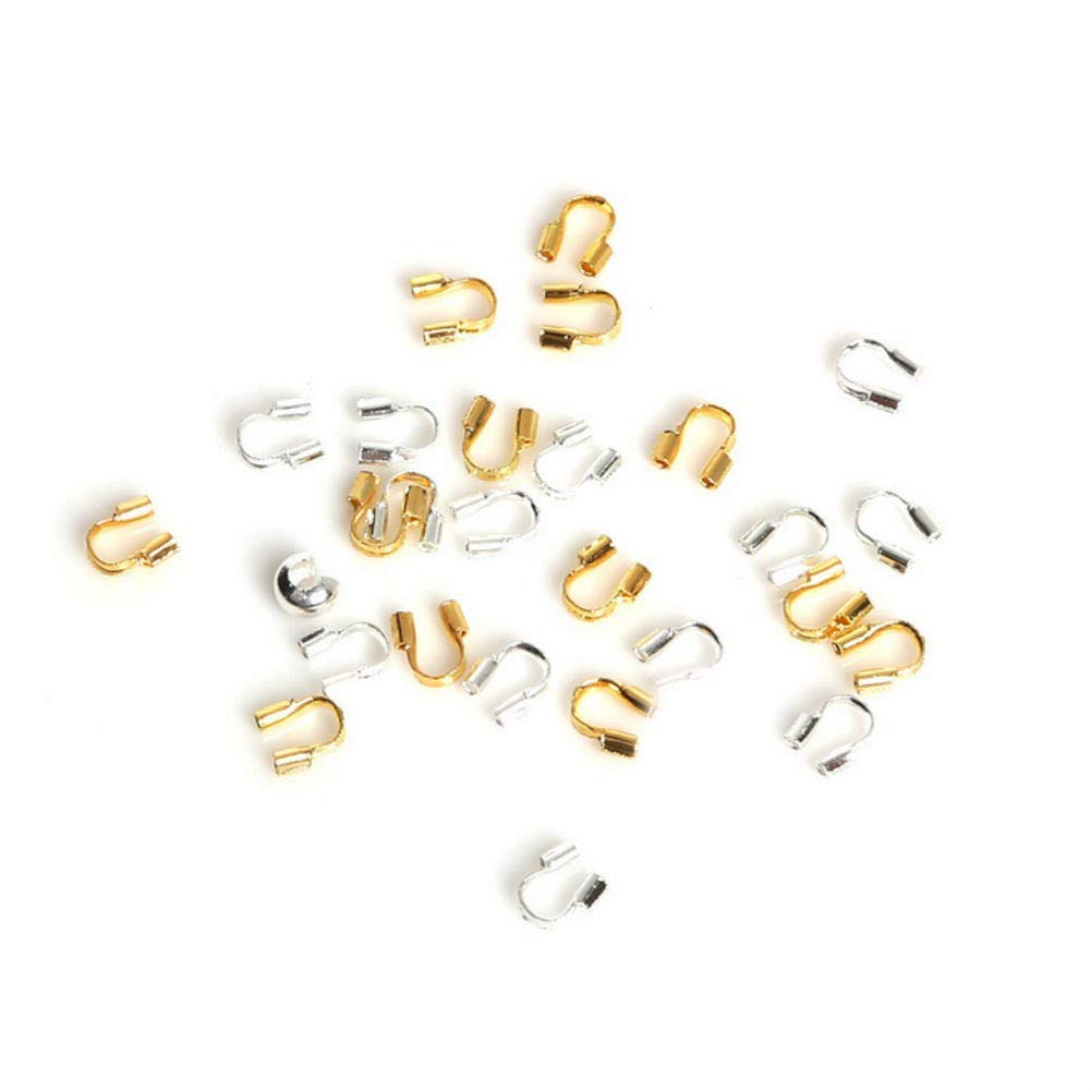 AKOAK 250 Count Gold and 250 Count Silver Wire Protectors Wire Guard Guardian Protectors Loops for Jewelry Making