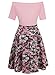 oxiuly Women's Vintage Casual Off Shoulder Pockets Cocktail Work Swing Dress 232 (S, Pink)