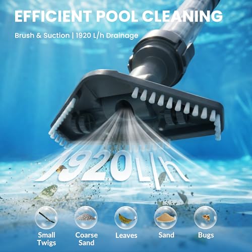 Pool Hoover Vacuum, 3 in 1 Electric Pool Cleaner, Lightweight Cordless Handheld Hot Tub Hoover with Splicing rod, 60 Minutes Running Time for Small Pools, Spas, Cleaning Small Debris Types