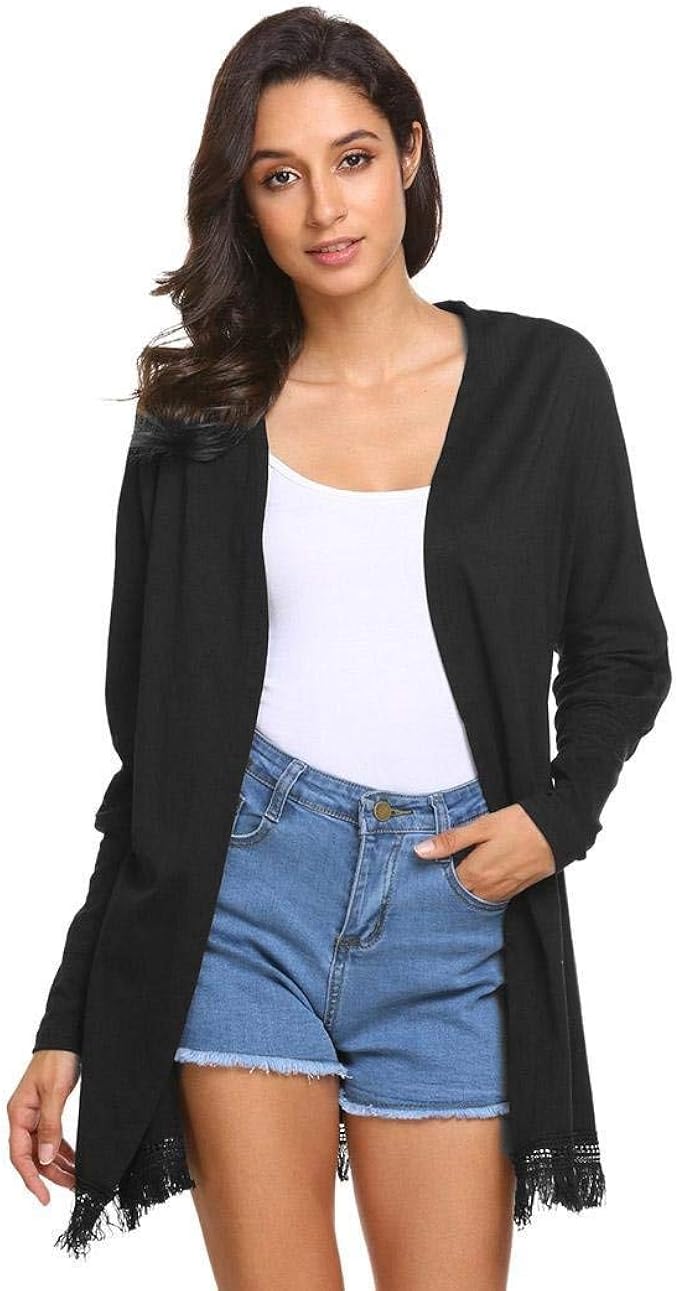 Crystallly Cardigan Ladies Elegant Open Jackets Longsleeve Spring Fine