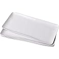 ZAROCRUS White Melamine Rectangular Serving Platter/Trays, Set of 4, 14” X 7” Fruit Cake Bread Sushi Plate for Party Serving Food, Lightweight and Unbreakable
