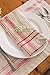 DII French Stripe Tabletop Collection Farmhouse Style Dining Table Linen Napkin Set, 20x20, Taupe/Red, 6 Piece