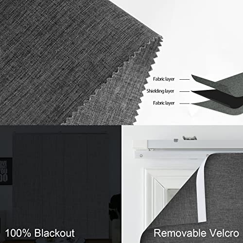 Yoolax Motorized Sliding Panel Track Blind Work with Alexa, Blackout