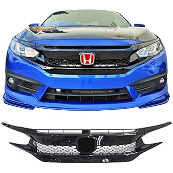 Pair Of Gloss Black Grille Molding Trims – Left & Right For 2016-2018 Honda Civic | HO1212117