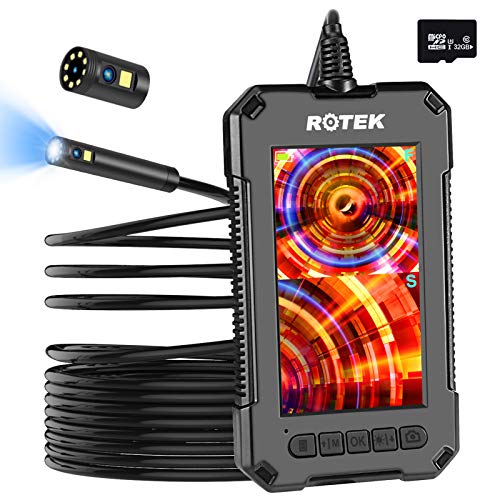 ROTEK Endoscope,Split Screen Borescope,4.3" IPS Dual Lens Snake Camera