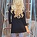 Rurah Women Long Sleeve Loose Trim Blouse solid color Round Neck Tunic T-Shirt Top,black,XL