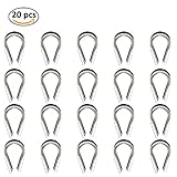 M6 304 Stainless Steel 7/32” - 1/4” Diameter Wire Rope Cable Thimbles Rigging, 20 Pcs
