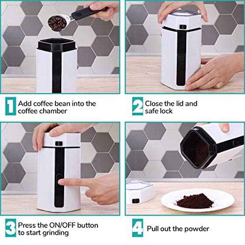 Coffee Bean Spice Grinder Electric Stainless Steel Blade Grinds